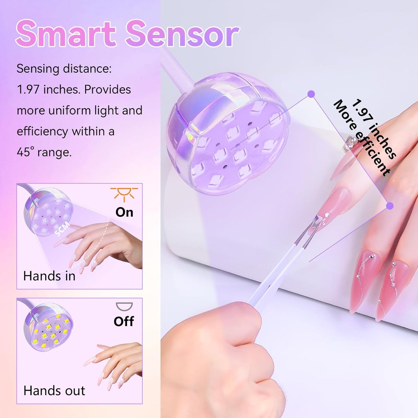 UV LED Nail Lamp - Cordless Gooseneck Light for Gel Nails | Fast Curing with Auto Sensor (Glazed Purple)