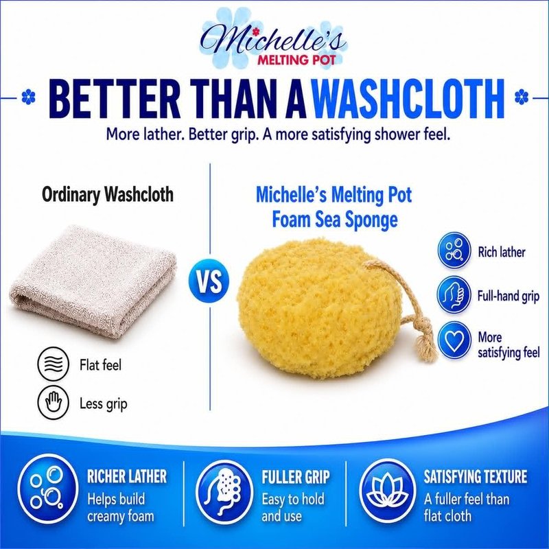 Michelle's Melting Pot Exfoliating Foam Sea Sponge, Natural Feel, Shower Loofah, Bath Sponge, Rich Lather (Set of 3)