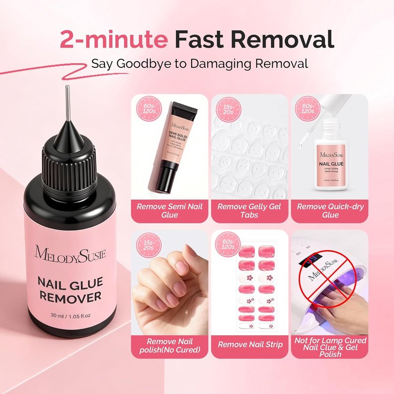 Nail Glue Remover - 30ML Acetone-Free Solution for Press-On Nails | Gentle Multi-Functional Formula