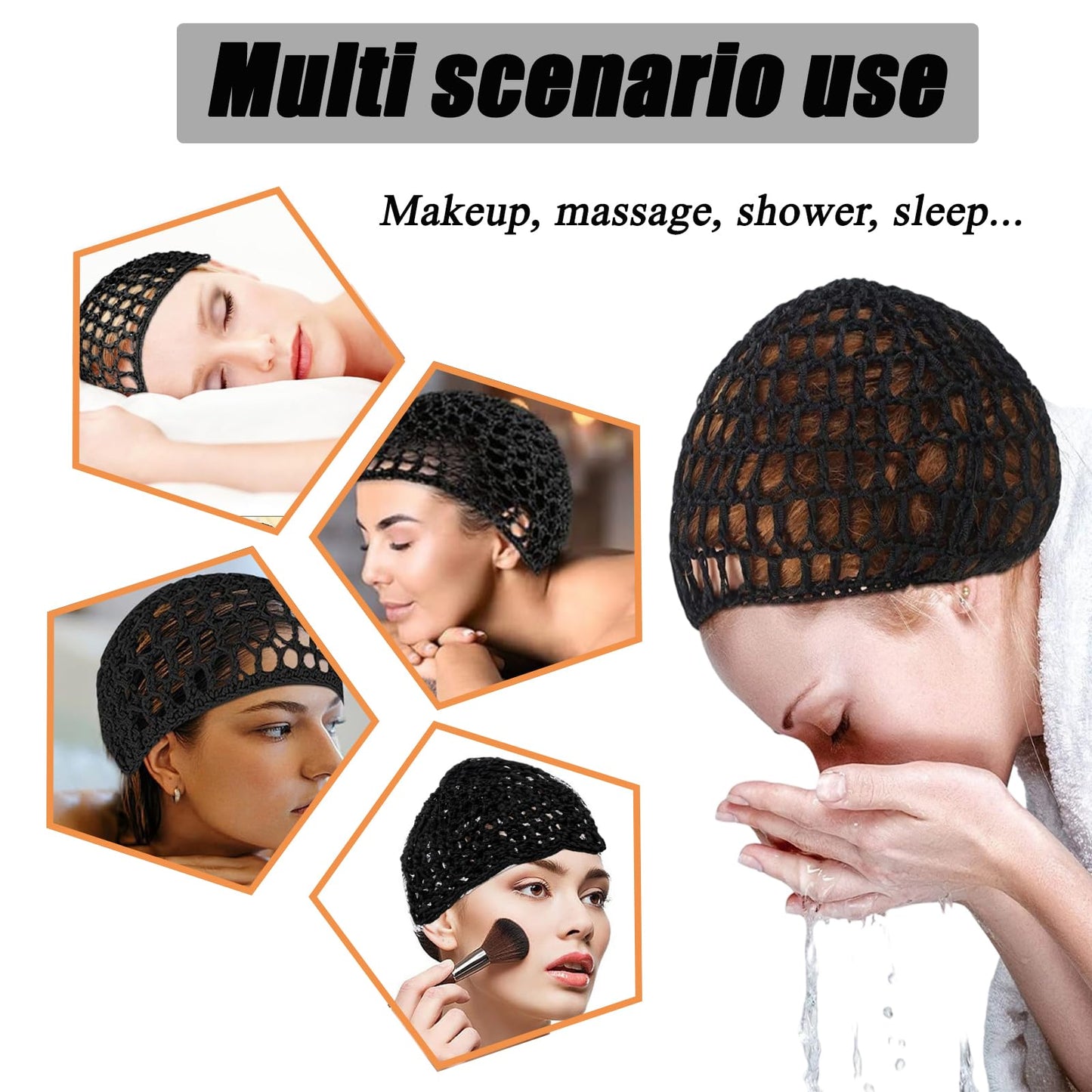 Wuyituart 2 Pcs Colorful Mesh Hair Wrap Shower Cap