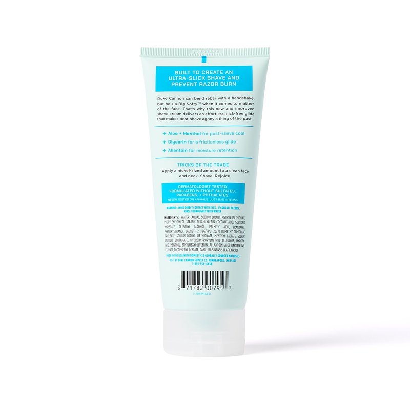Duke Cannon Men's Shave Cream - Moisturizing 6 oz Shaving Cream for Smooth, Comfortable Shaves