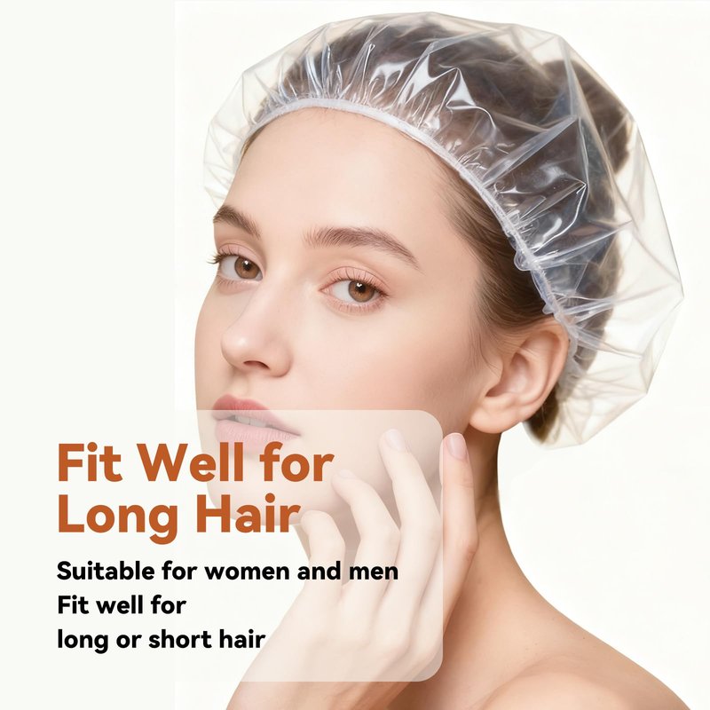 Disposable Shower Caps 100pcs, Clear Shower Caps for Travel, Plastic Hair Caps for Women, Home Use, Hotel