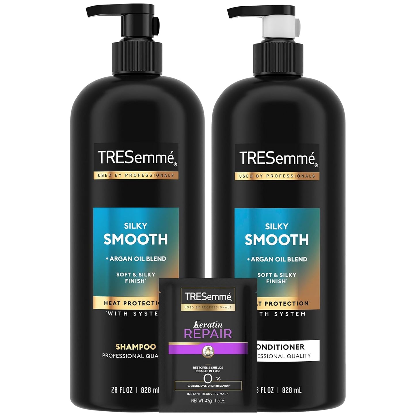 TRESemmé Shampoo & Conditioner Set - Silky & Smooth Hair Care with Keratin Repair Mask | 3 Piece Set