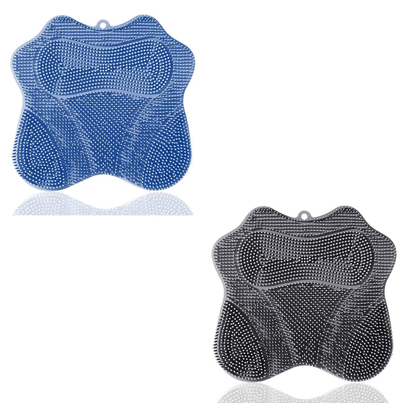 Easkite Shower Foot Scrubber, Shower Foot and Back Scrubber with Suction Cups, Shower Silicone Foot Washer for Exfoliating Massage（Grey&Blue）
