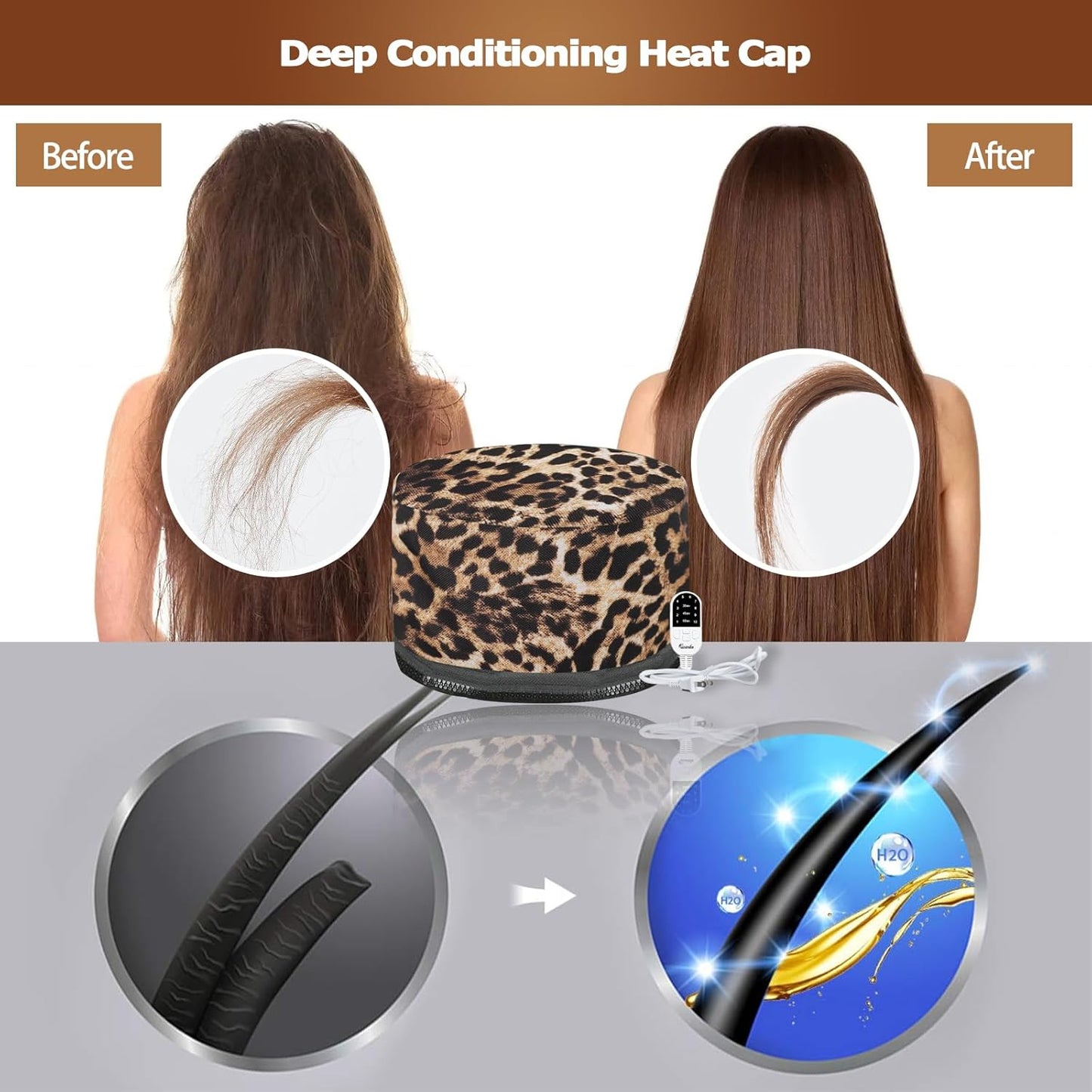 VICARKO Hair Steamer - Deep Conditioning Treatment with 10 Heat Levels | 118” Power Cord & Heating Cap
