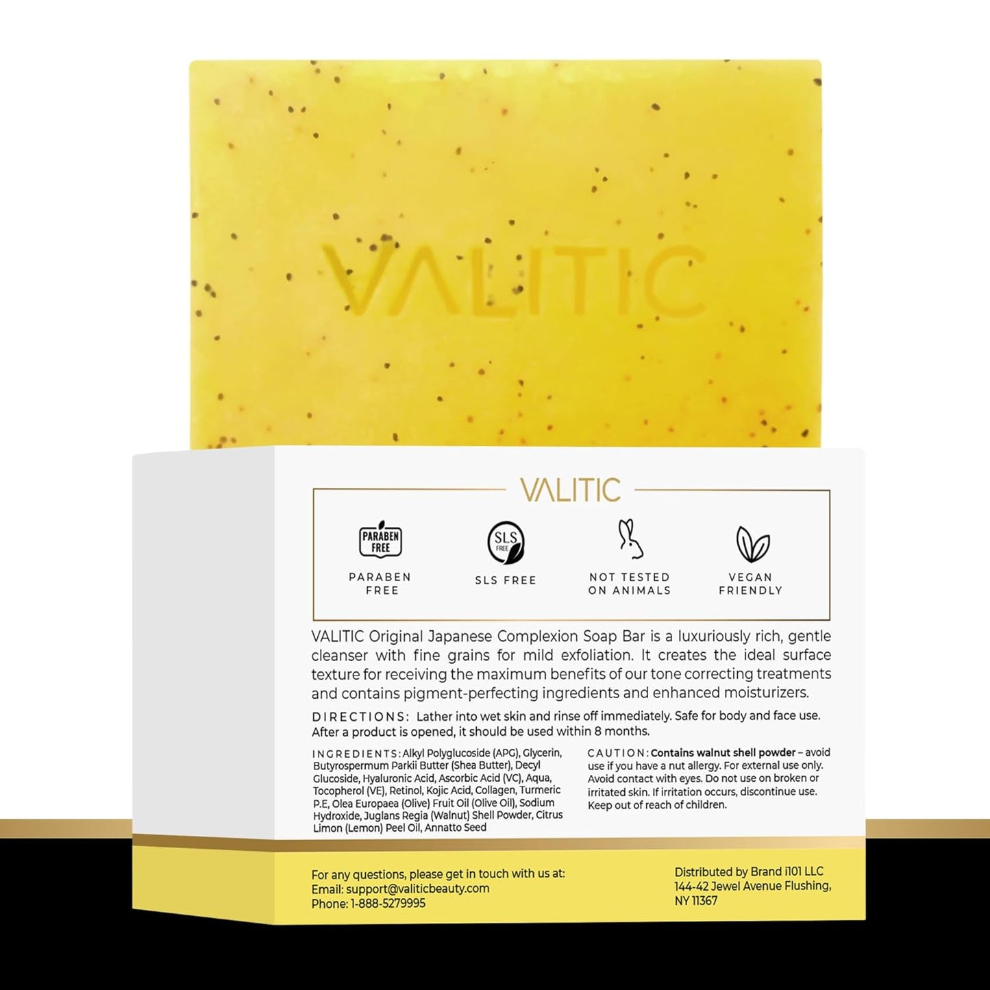 VALITIC Lemon Turmeric Soap - Brightening Kojic Acid Exfoliating Bar for Dark Spots | 1 Pack with Retinol, Vitamin C, Collagen & Hyaluronic Acid