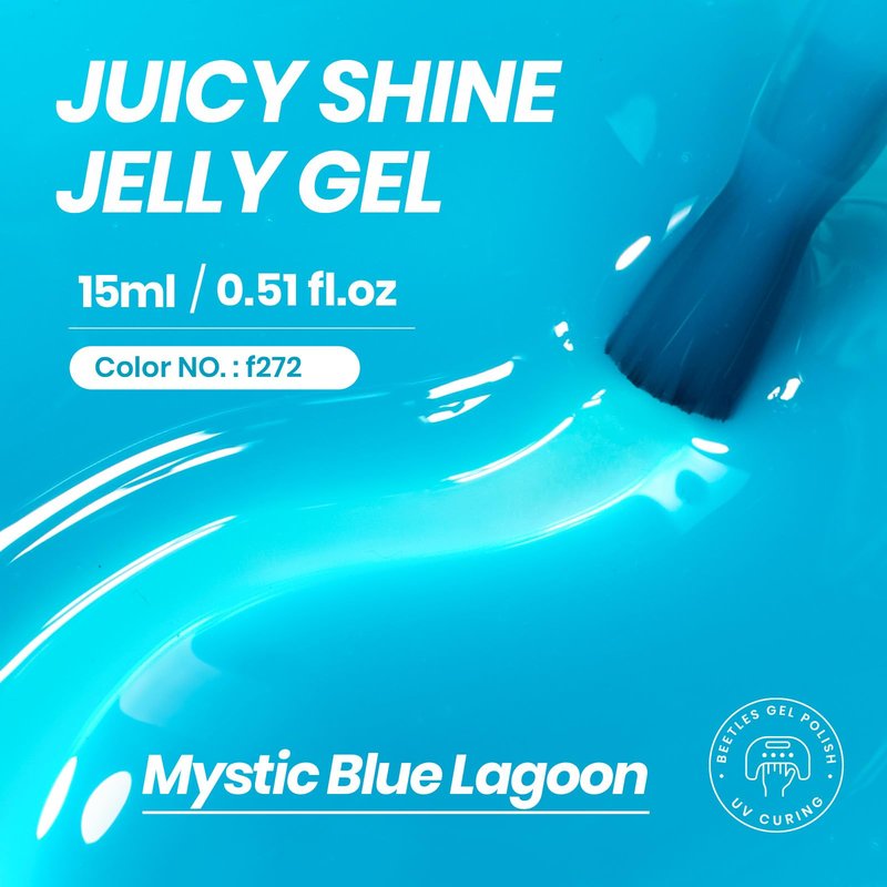 Beetles Blue Gel Nail Polish, 15ML Summer Jelly Gel Polish Sheer Translucent Effect Neutral Gel Soak Off UV Mystic Blue Lagoon Series French Nail Art Manicure Salon Gift for Women