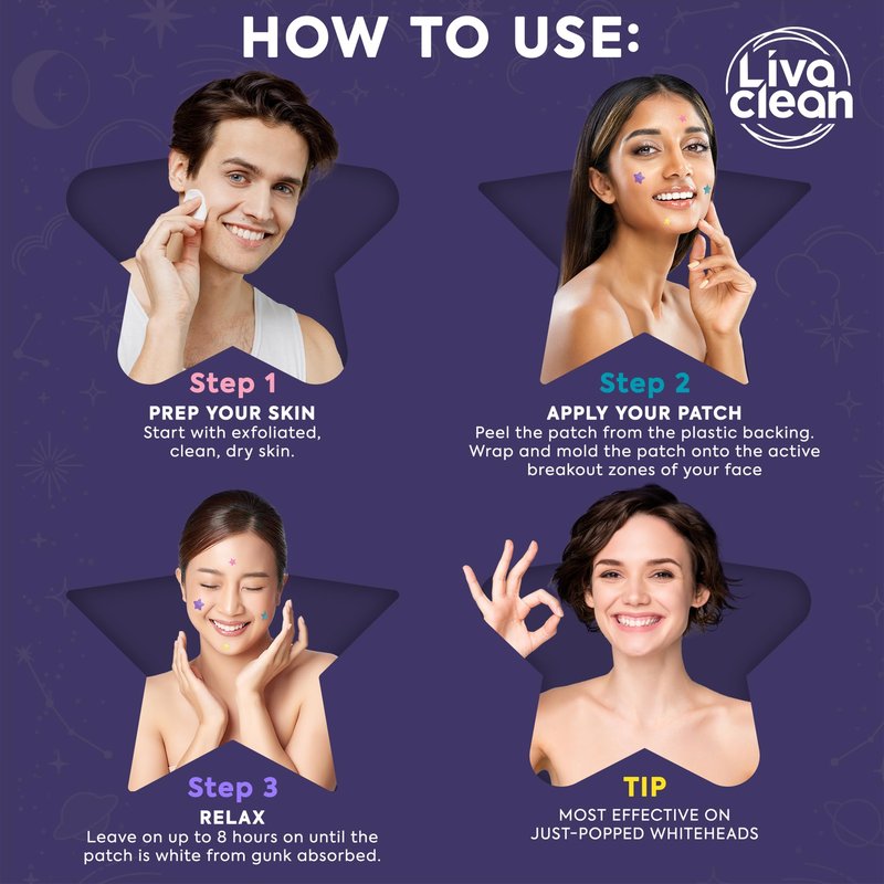 Livaclean 240CT Star Pimple Patches for Face w/ Hydrocolloid, Tea Tree oil & Salicylic Acid - Zit Stickers, Hydrocolloid Acne Patches for Face - Cute Pimple Patch, Acne Stickers