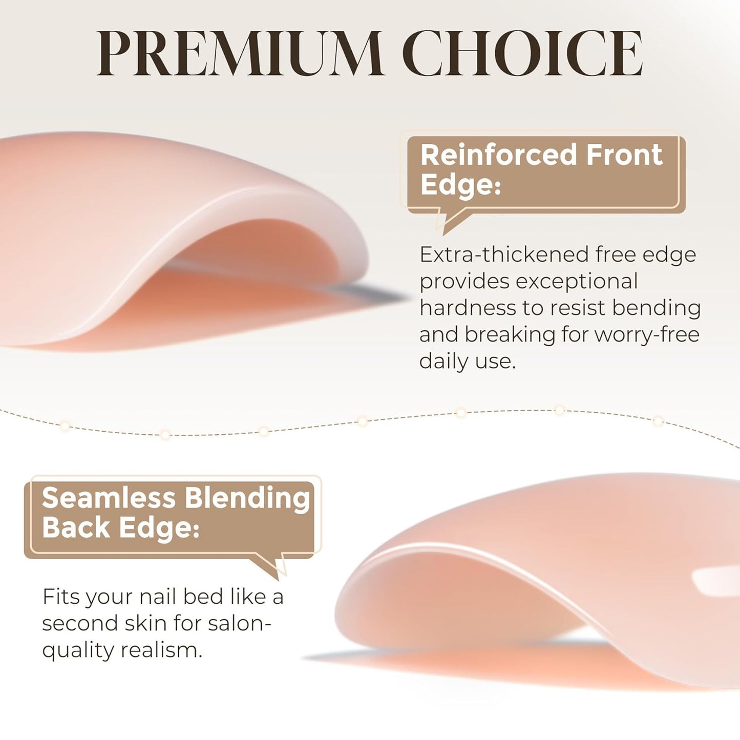 UNA GELLA Press On Nails - Ombre Soft Gel Short Square Kit with Adhesive Tabs & Nail File | 32 Reusable Fake Nails in Nude Cream
