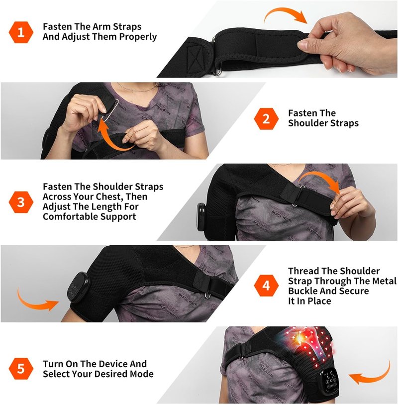 Seenew Red Light Therapy Shoulder Pad - Portable Heated Massage Wrap with 216 Beads, 660nm & 850nm