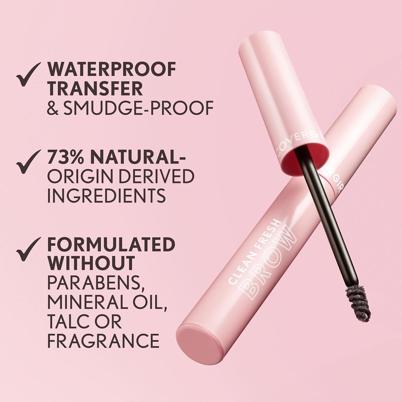 CoverGirl Clean Fresh Brow Gel - Medium Brown, Long-Lasting Vegan Formula for Natural-Looking Brows | 0.18oz