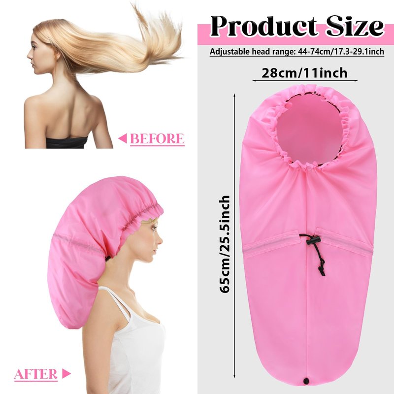 2 Pcs Large Shower Cap for Braids, Extra Long Shower Cap for Women Long Hair & Locs, Waterproof Hair Bonnets for Dreadlocks Drawstring Bath Caps for Women & Men (Pink, White)