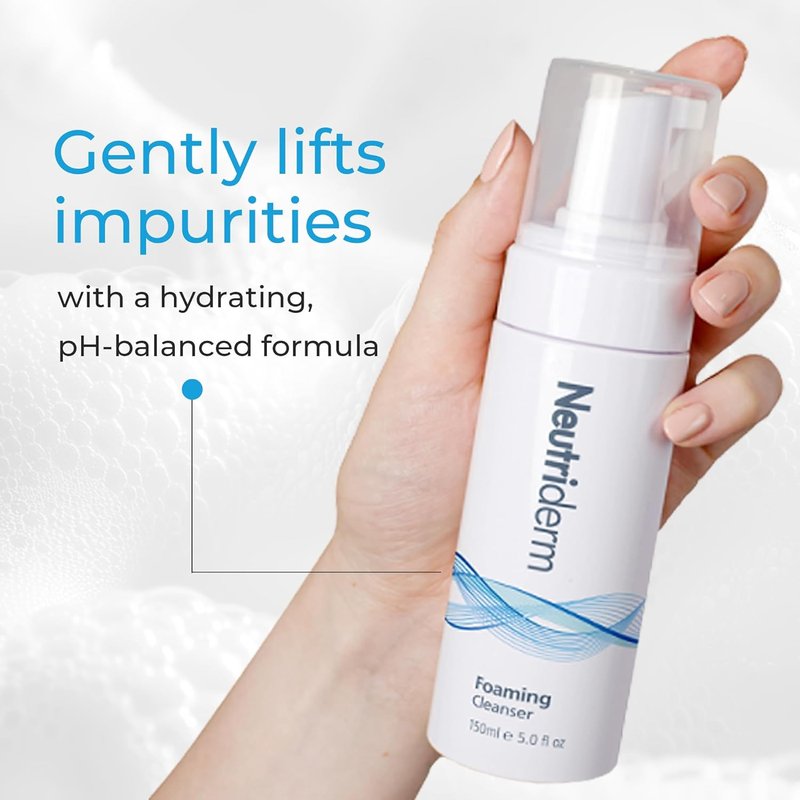 NEUTRIDERM Foaming Face Wash, Gentle Foaming Facial Cleanser with Niacinamide, Vitamin C & Panthenol, Hydrating Foam Cleanser for Double Cleanse, Makeup Remover, 150ml / 5 fl oz