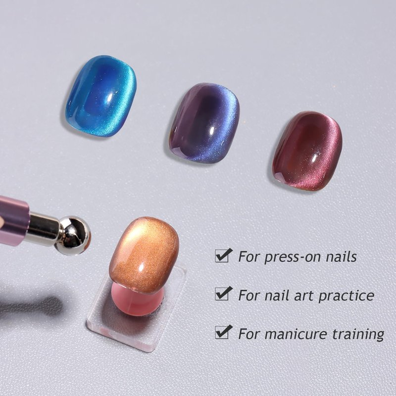 Non-Magnetic Acrylic Nail Stand for Press-Ons, Cat Eye Nail Art Practice & Display Stand, Fake Nail Holder for Painting with Double-Sided Sticky Tape, Manicure Beginner Salon Supplies