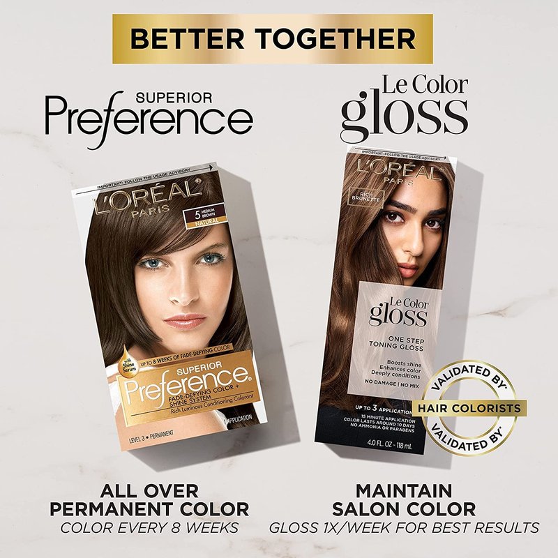 L'Oreal Superior Preference Permanent Hair Color, 5 Medium Brown 1 ea (Pack of 2)