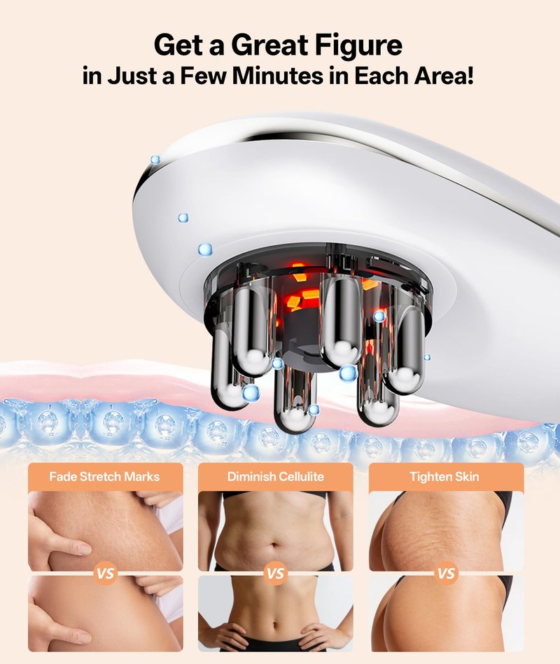 Dopsikn Body Sculpting Machine with Red Light Therapy for Face & Body, Cupping Therapy, Electric Cellulite Massage Tool with 2 Cups, Gift for Women, White