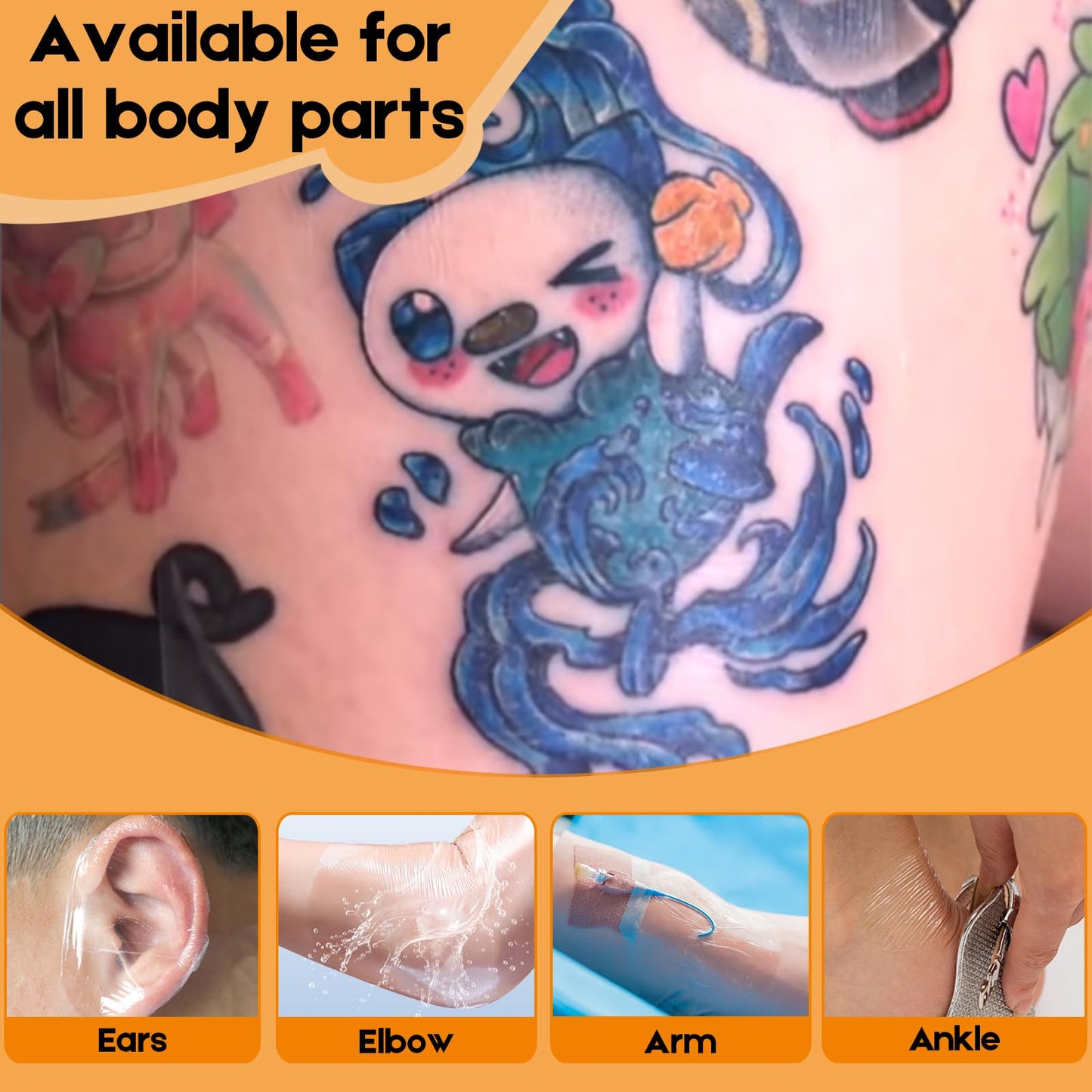 Tattoo Aftercare Bandage Roll - 10.9 Yards x 3.9 Inch Waterproof Tattoo Film Recovery Second Skin - Customizable Transparent Adhesive Protective Shield Tattoo Healing Film for New Tattoos