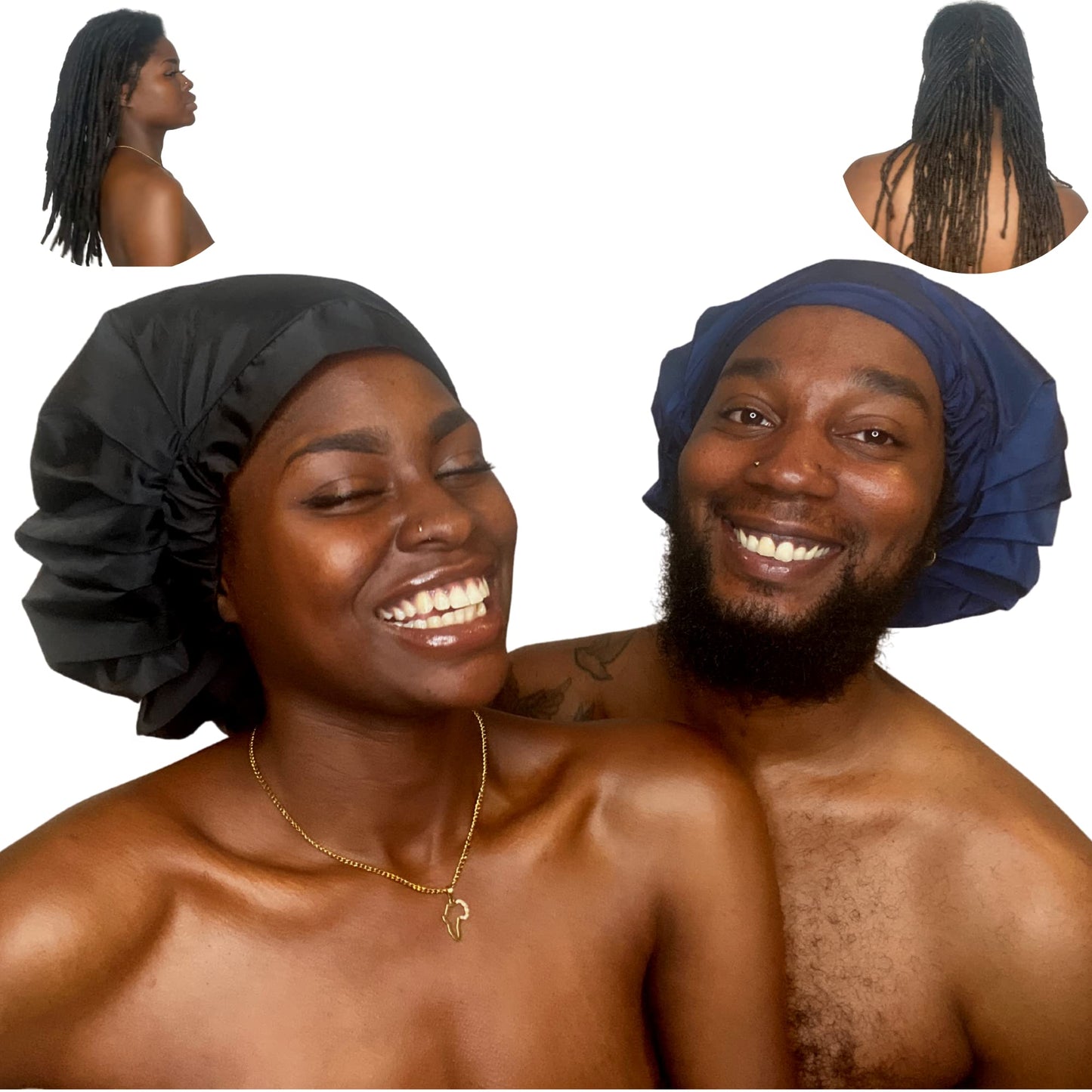 TTAT Shower Cap Extra Large for Men & Women With Braids, Dreadlocks, Locs, Afro, Coily, and Long Hair, Waterproof, Washable, Reusable & Adjustable, Great for Home, Spa, Conditioning, Self Care, Hotel & Salon
