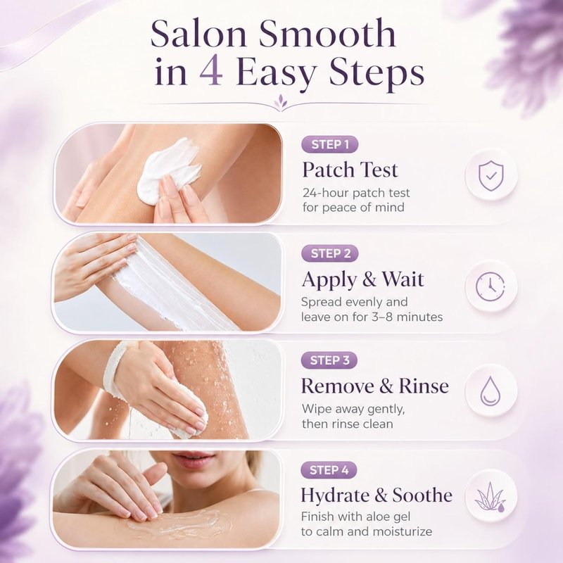 Body Hair Removal Cream - Painless Aloe Gel for Sensitive Skin | 6.35 Fl Oz 2-in-1 Kit for Arms, Legs & Bikini Line
