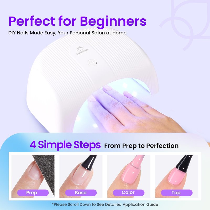Beetles Gel Nail Polish Kit with U V Light - 31 Pcs Gel Polish Kits 20 Colors with Base and Glossy Top Coat Soak Off DIY Salon Beginner-friendly Manicure Nails Stuff Gifts for Women