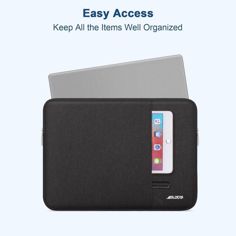 MOSISO Laptop Case - 13.3 Inch Sleeve for MacBook Air/Pro & More | Durable Polyester with Pocket - Black