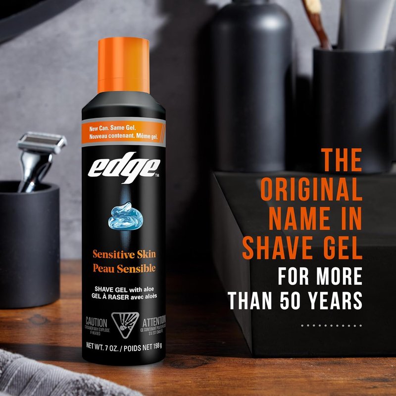 Edge Shaving Gel for Men - Sensitive Skin Formula with Aloe | Moisturizes & Soothes (6 Pack)