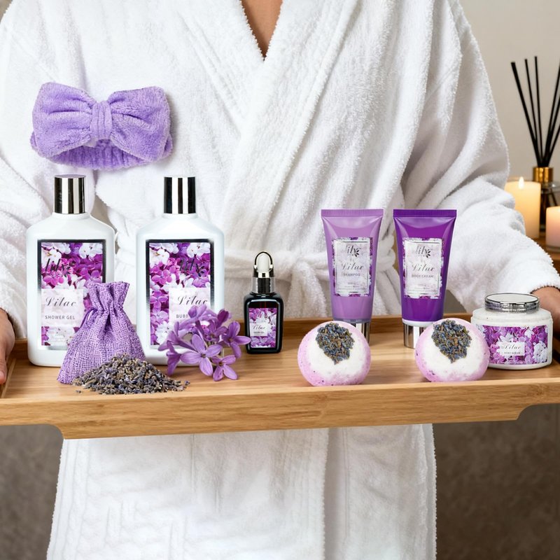 17Pcs Spa Gifts Spa Kit - Perfect Lavender Lilac Spa Gift Baskets for Women