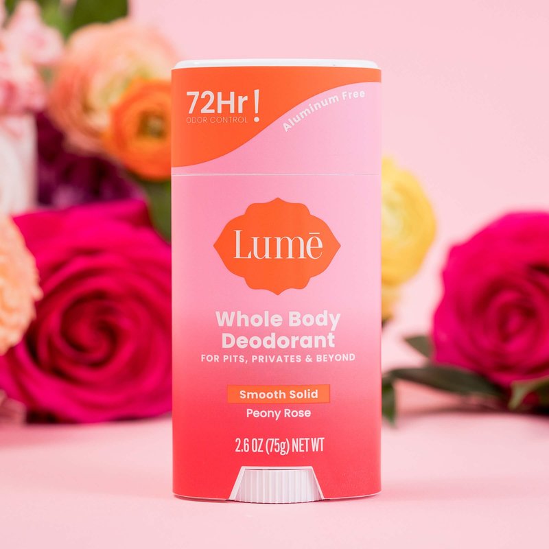Lume Whole Body Deodorant - Smooth Solid Stick - 72 Hour Odor Control - Aluminum Free, Baking Soda Free and Skin Loving - 2.6 Ounce (Pack of 3) (Peony Rose)