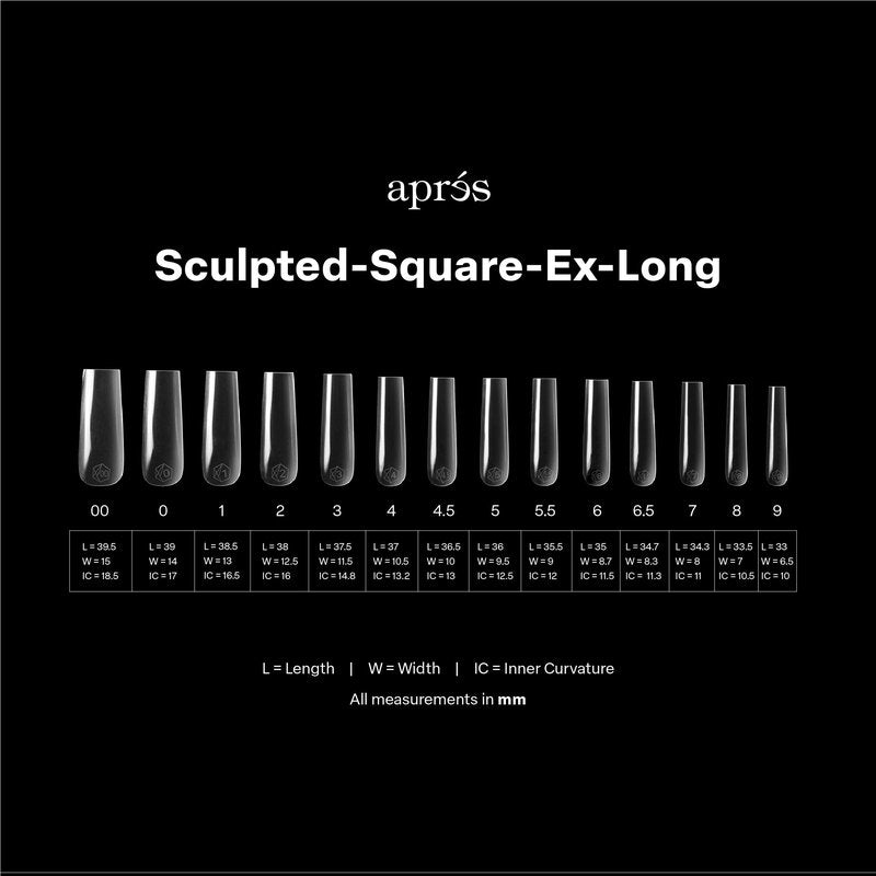 Apres Gel-X Sculpted Box of Nail Tips, 14 Sizes 00-9, Soft Gel Tip Box (210pcs) (Sculpted Square Extra Long, 210)