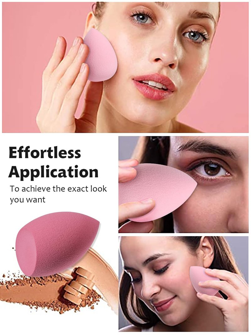 ABC Glow Beauty Blender Sponge Set – 8-Pack | Flawless Makeup Application | Latex-Free, Ultra-Soft, Reusable Makeup Sponges with Travel Case | For Liquid, Cream & Powder (Pink)