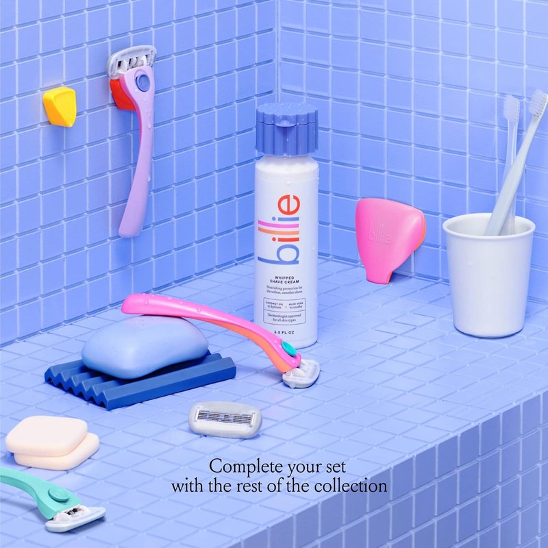 Billie Razors for Women - Shave Kit with 5-Blade Razor & 4 Refills | Magnetic Holder Included