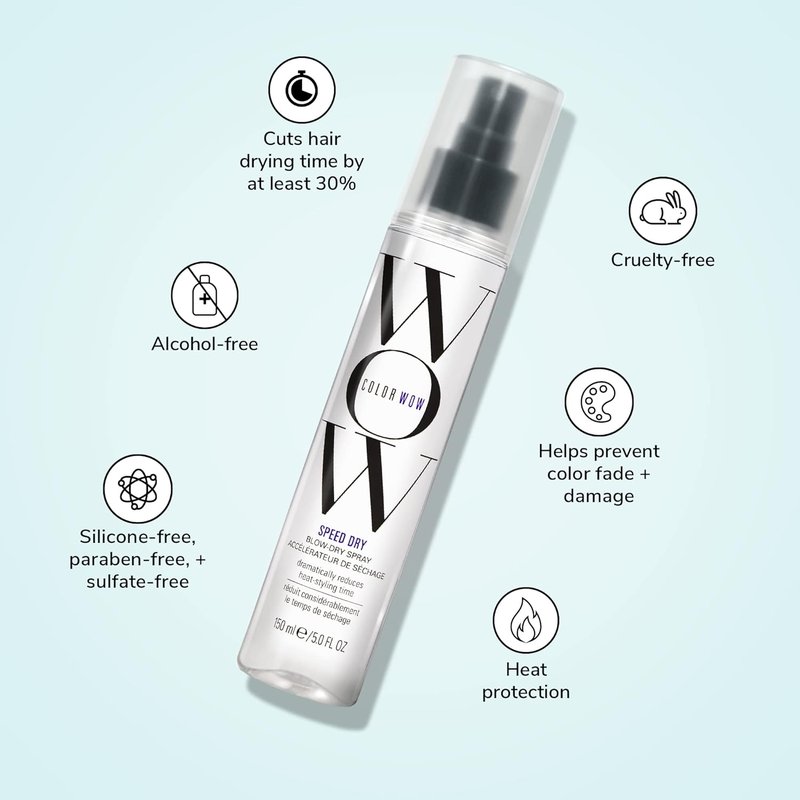 COLOR WOW Speed Dry Blow Dry Spray - Reduce Drying Time by 30% | Heat Protection & Breakage Prevention | Cruelty-Free