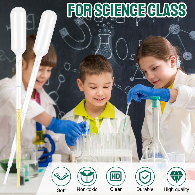 moveland 25Pcs 1ML Pipettes Dropper - Disposable Pipettes Plastic Dropper for Lab Science, Essential Oil, DIY Art, Medicine - Excellent Suction Without Leakage