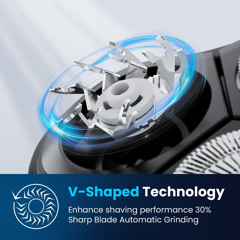 Phisco Electric Razor for Men Cordless: Upgraded Rechargeable IPX7 Waterproof Shaver, Perfect for Men with Sensitive Skin and Travelers, Wet/Dry Shaving and Shower Use, Pop-Up Trimmer