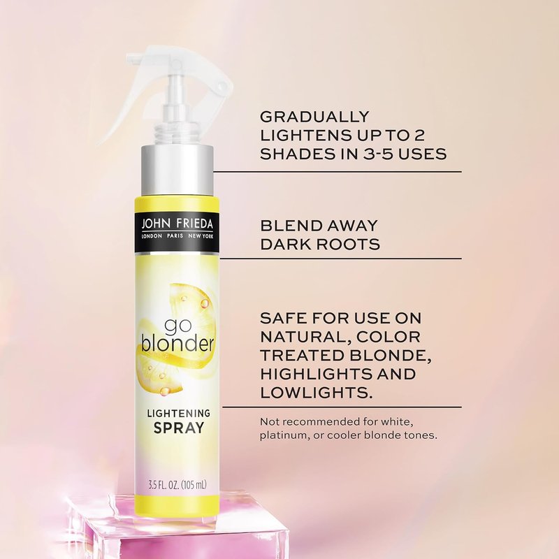 John Frieda Go Blonder Lightening Spray - Gradually Lightens Blonde Hair | Paraben-Free, 3.5 Oz (Pack of 2)