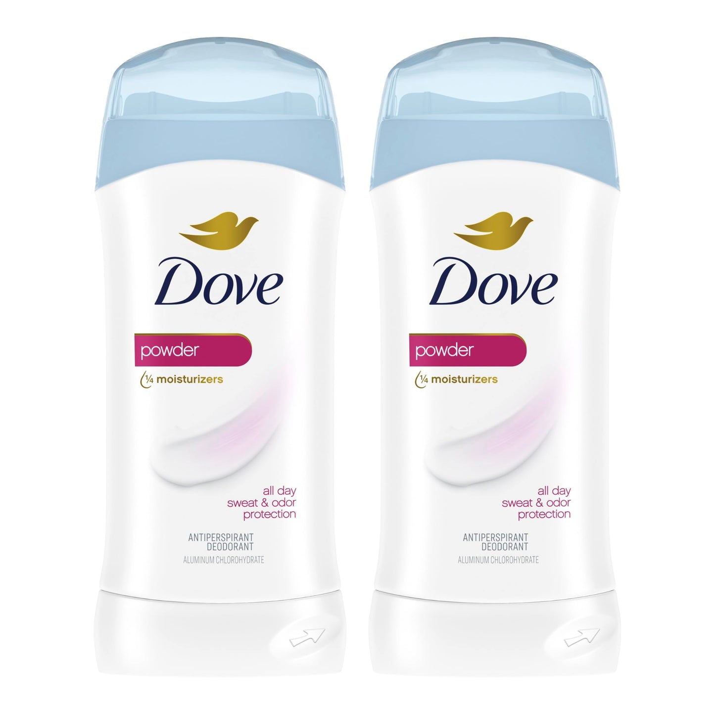 Dove Invisible Solid Antiperspirant Deodorant Stick 2 Count Powder for Women For All Day Underarm Sweat & Odor Protection 2.6 oz