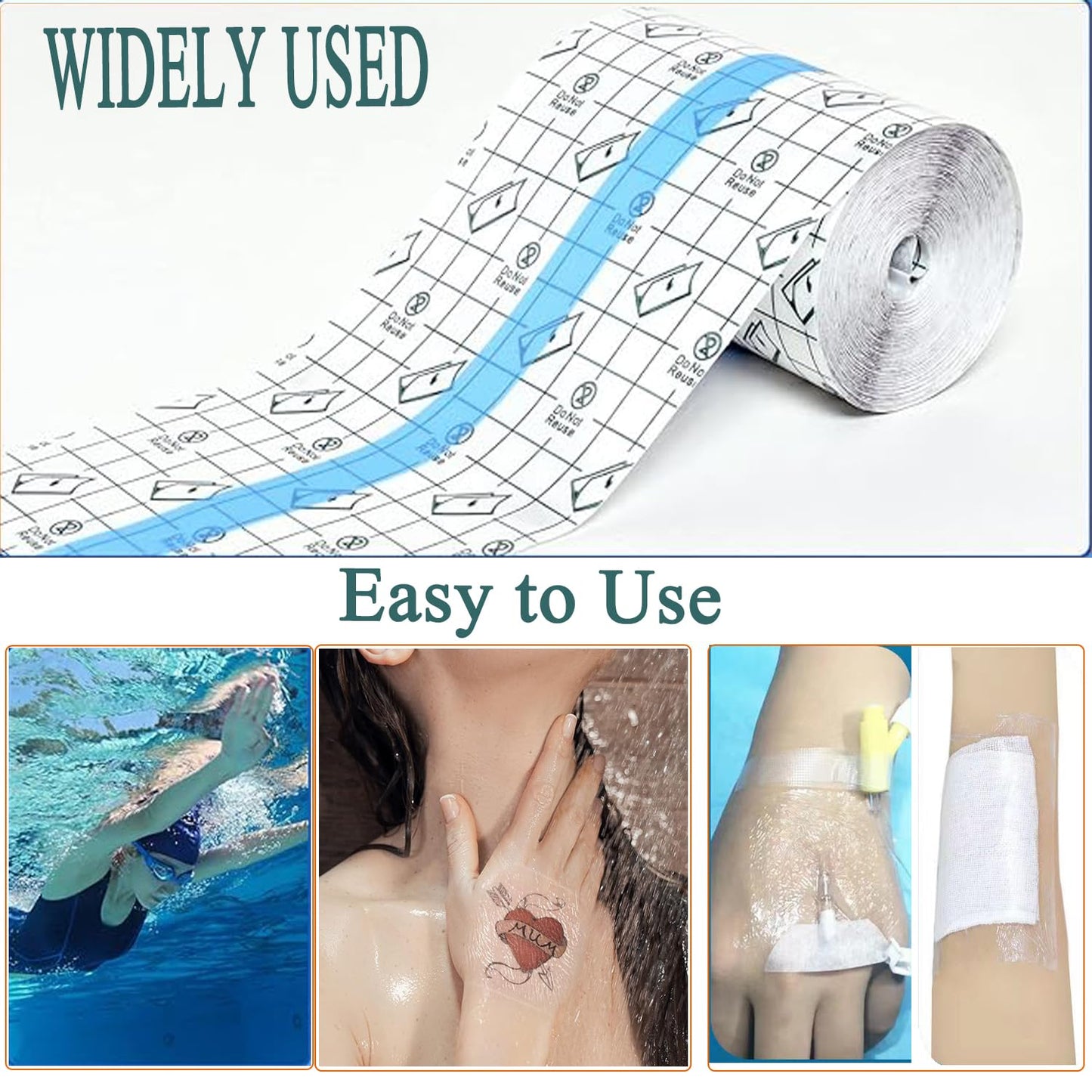 Tattoo Aftercare Waterproof Bandage,8" x 6 Yard,Waterproof Transparent Film,Latex-Free Second Skin Bandage Tattoo Cover Up Patch for Faster Tattoo Healing Recovery and Skin Care Protection