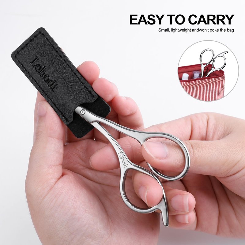 Eyebrow shears with combs, Eyebrow scissors,4.65-inch small eyelash trimming scissors, Suitable for both women and men，Precise eyebrow trimmers, easily create delicate eyebrow shapes, with PU Case