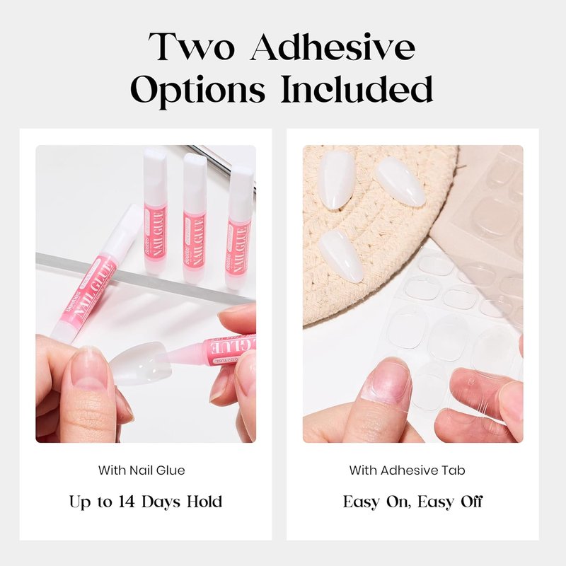 Beetles Milky White Press On Nails - Short Squoval Natural Gel Nails with Glue | 32 Nails Kit in 16 Sizes