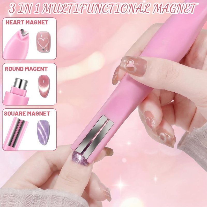 Cat Eye Magnet Set - 6 Pcs Nail Magnet Tool for DIY Gel Polish Art | Bunny & Heart Designs