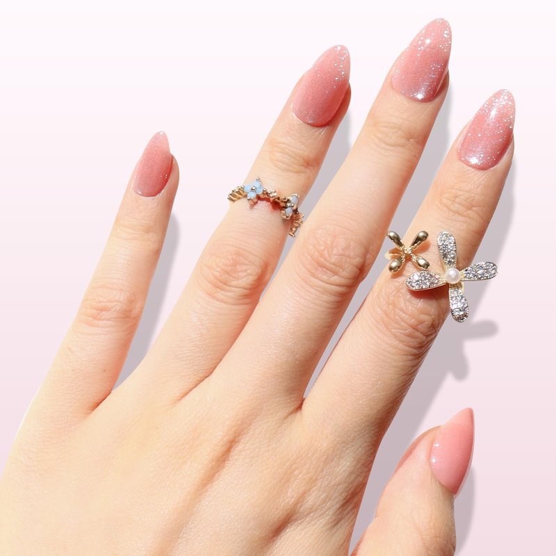 Nail Reformation Press On Nails, Pink Quartz | Cat Eye Velvet Short Almond Fake Nails, Salon Quality, Reusable Natural Stick On Nails Kit - 32 Pcs in 16 Sizes with Glue, Manicure Gifts for Women