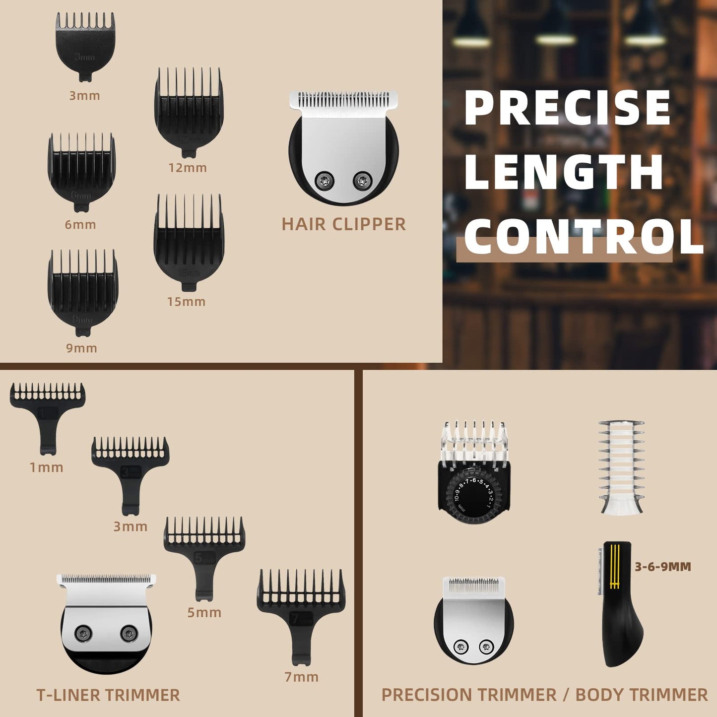 Ufree Beard Trimmer for Men, Electric Razor Shaver, Cordless Hair Clipper Shaving Kit for Mustache Body Nose Ear Hair Facial, Adjustable Beard Grooming Kit Father Birthday Gifts for Men Husband Dad