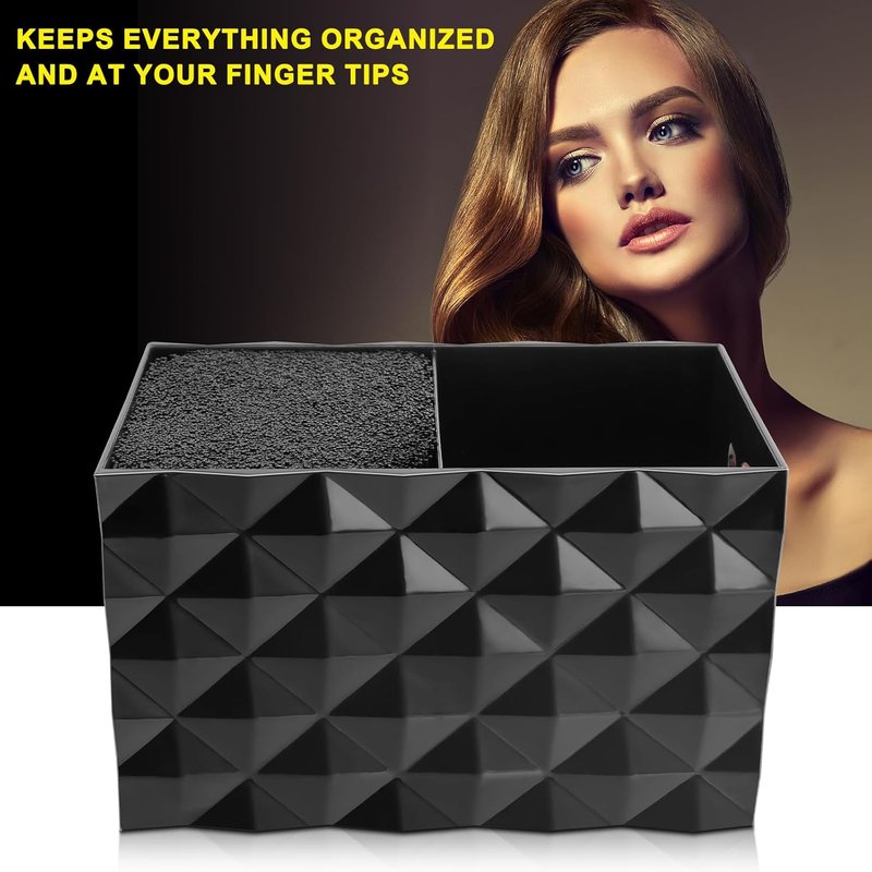 NICEMOVIC Barber Scissors Holder Box - Professional Salon Organizer for Scissors, Combs & Clips (Black)