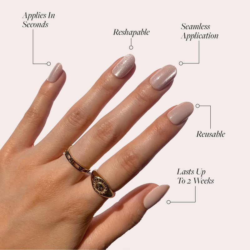 Glamnetic Press On Nails - Pure Intentions | Glossy Short Round Fake Nails | 30 Nail Kit with Glue, 12 Sizes Available