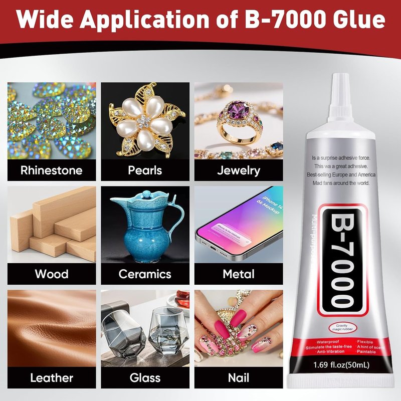 6 PCS 50ml B7000 Glue Clear with Precision Tip, Bedazzling Glue, Rhinestone Glues, Craft Glues, Jewelry Making, Nail Art, DIY, Makeup, Shoes