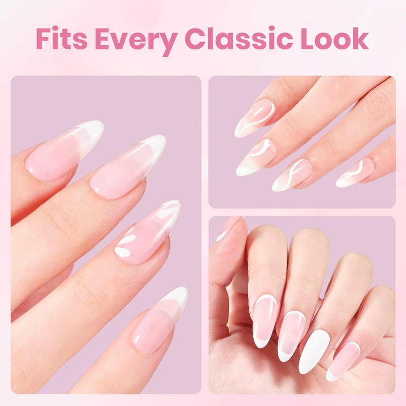 Beetles 5 Pcs White Gel Nail Kit with U V Light, 10ML HEMA-Free Cloud White Gel Polish Set Portable Manicure Kit with Base & Top Nails File Coat Soak Off Home Travel Salon Tools Gifts for Women Girls