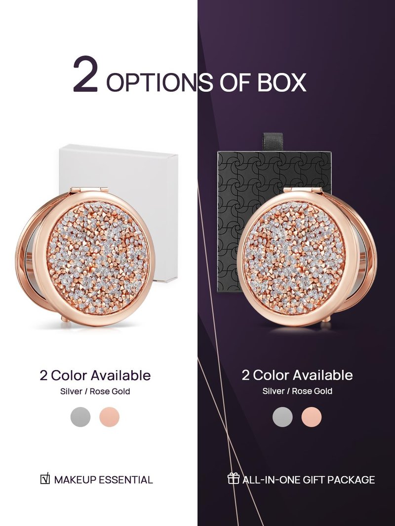 OMIRO 1X/10X Magnifying Compact Mirror, Gift to Women Thanksgiving Day Unique Birthday Gifts for Her Girlfriend Wife Mom Best Friend Sister Daughter Coworker (Gold, Crown Engraved)