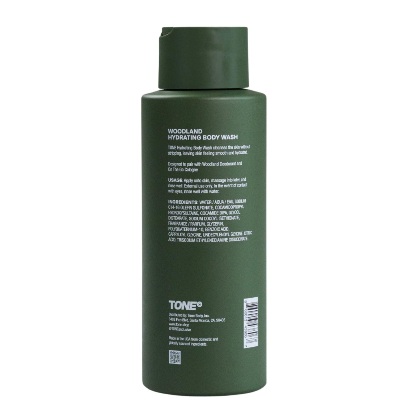 TONE Hydrating Body Wash for Men & Women, Woodland, Coconut-derived Cleansers Leaves Skin Clean, Moisturized & Refreshed, Long-lasting Iconic Scent, All Skin Types, Dermatologist-Tested, 16.9 oz