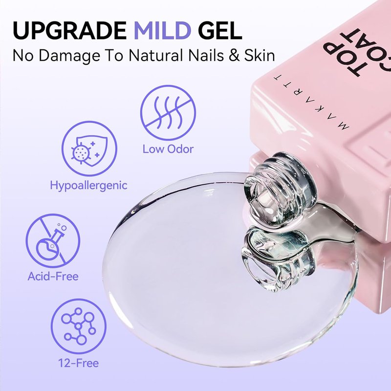 Makartt Gel Top and Base Coat Set - 2 PCS 15ml No Wipe Diamond-Shine Long-Lasting Nail Polish | Perfect for Home DIY Gifts