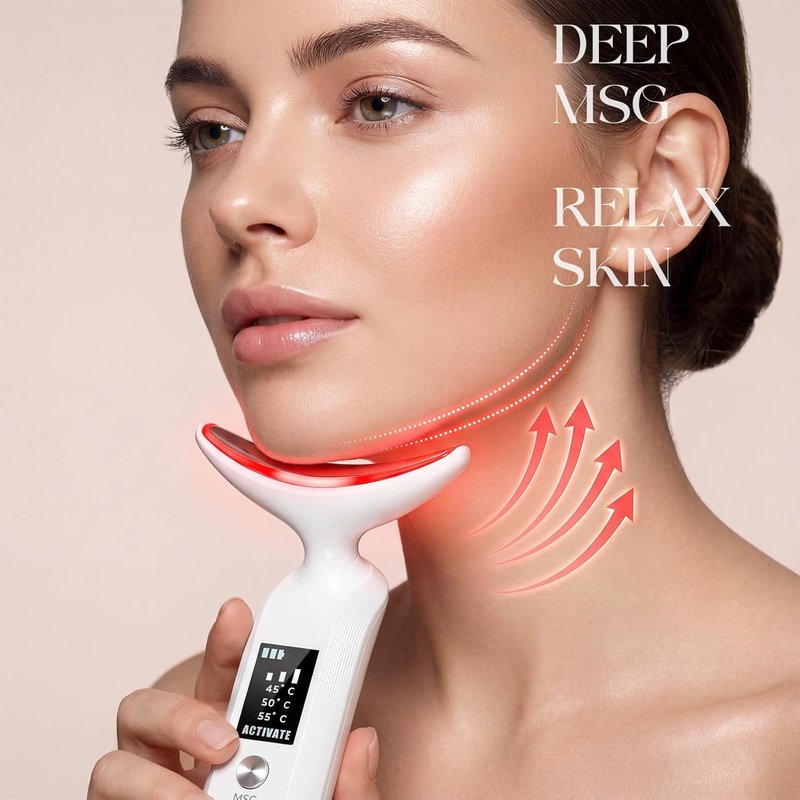 Skiennix Face Massager - 9-Color LED Facial Device for Neck Wrinkles & Skin Tightening - White